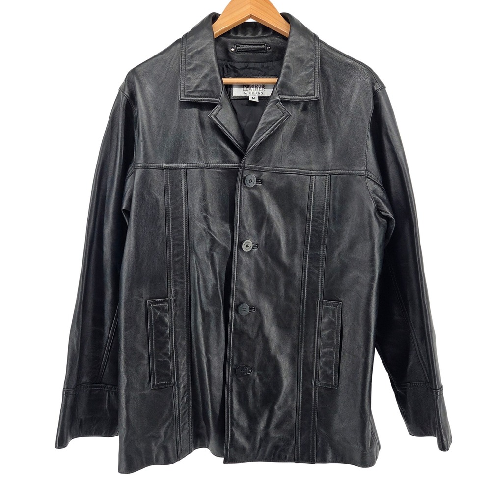 Wilsons Leather M Julian Mens Black Leather Blazer Jacket Size‎ Medium